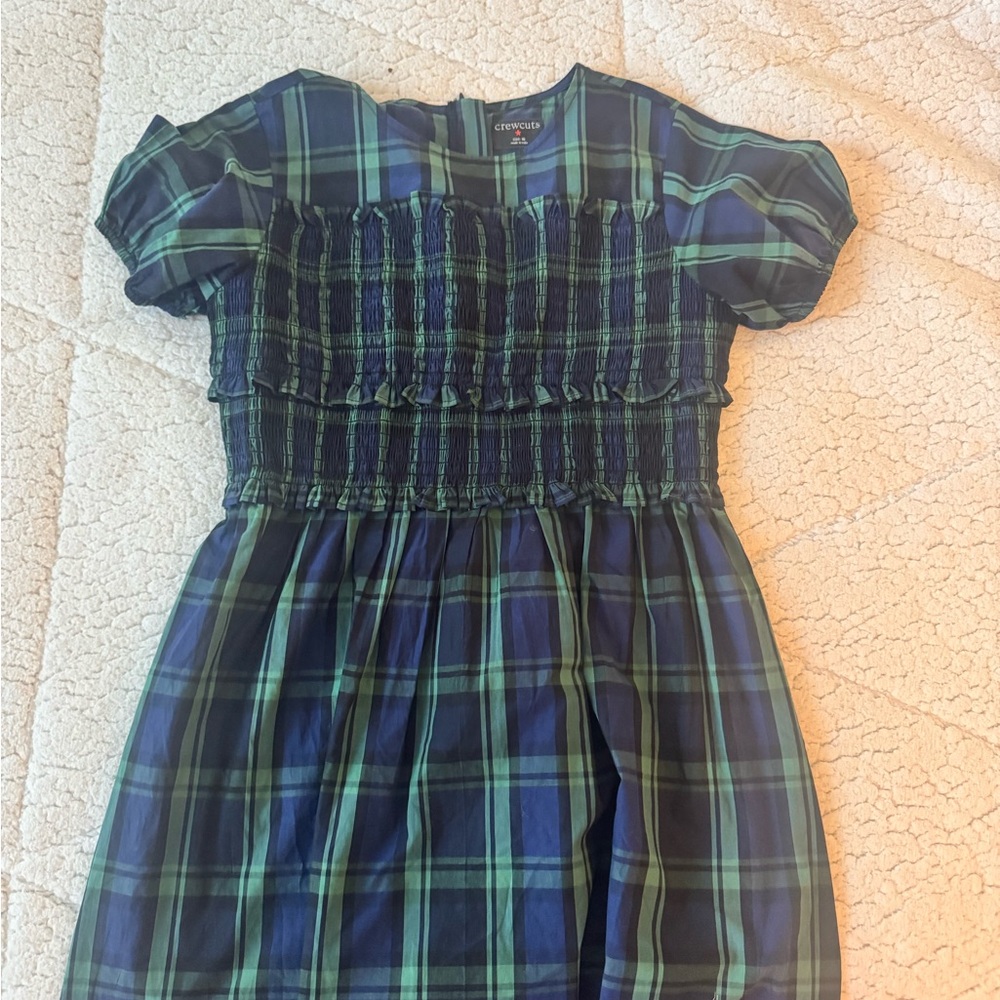 Crewcuts Green and Blue Plaid Kids Formal Dress